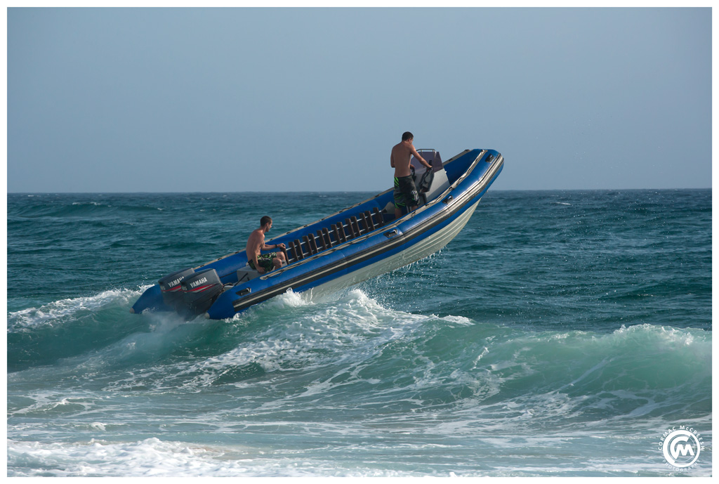 Launching through the surf break at Ponta Mamoli in southern Mozambique